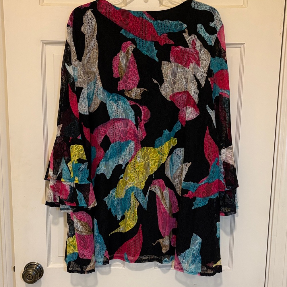 Calessa Black Colorful Elegant Blouse - Picture 6 of 6